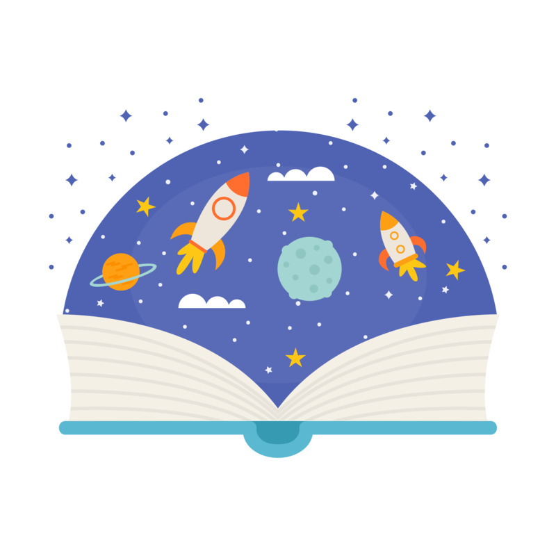 卡通书太空遨游矢量高清PNG透明免扣设计素材免费下载