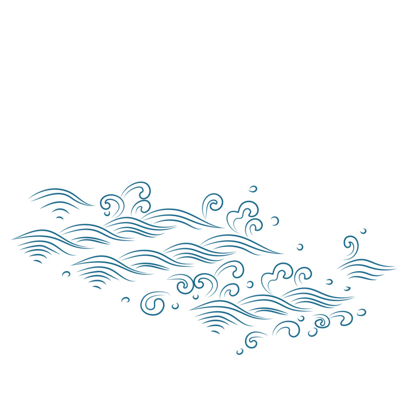 日本浮世绘水纹高清PNG透明免扣设计素材免费下载