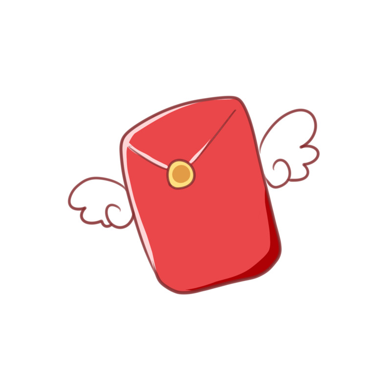 长着翅膀的红包高清PNG透明免扣设计素材免费下载