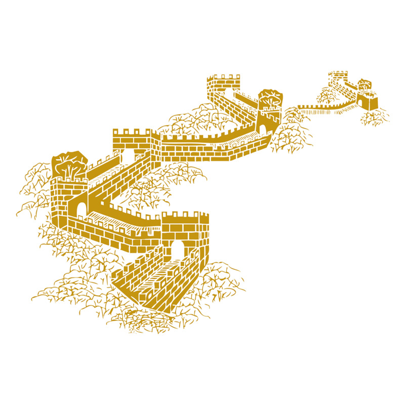 万里长城山水画高清PNG透明免扣设计素材免费下载