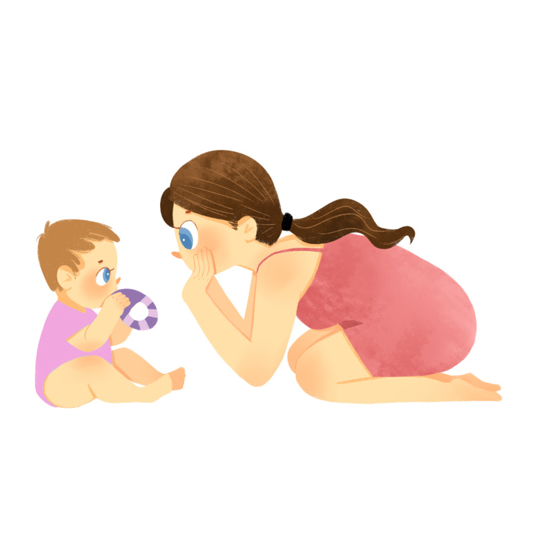 年轻妈妈与宝宝高清PNG透明免扣设计素材免费下载