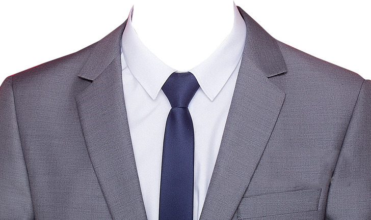 灰色西装领带高清PNG透明免扣设计素材免费下载