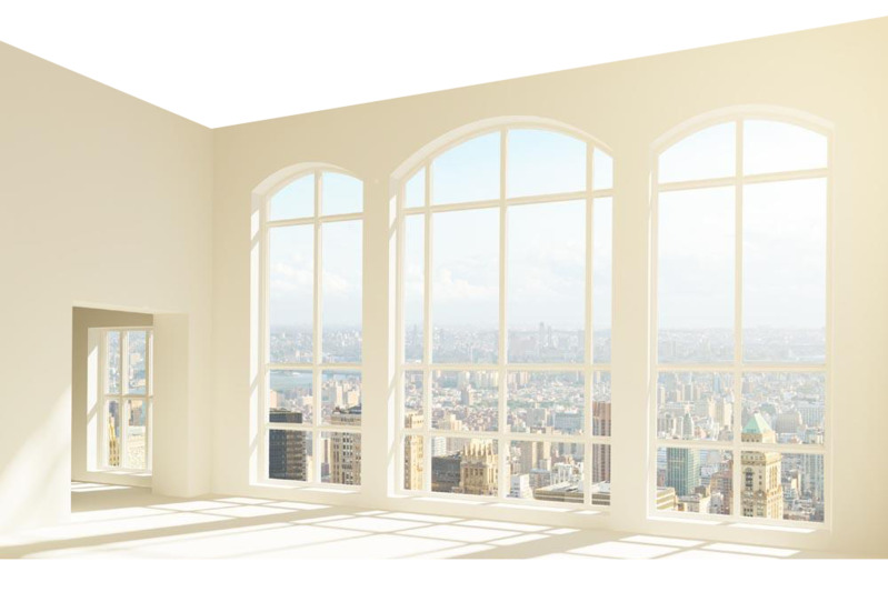 黄色墙内落地窗高清PNG透明免扣设计素材免费下载