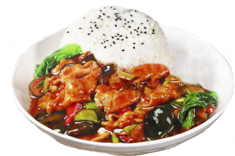 青菜香菇盖浇饭高清PNG透明免扣设计素材免费下载