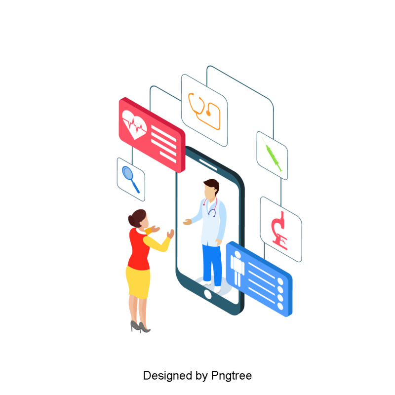 现代时尚卡通2.5D医疗数据信息高清PNG透明免扣设计素材免费下载