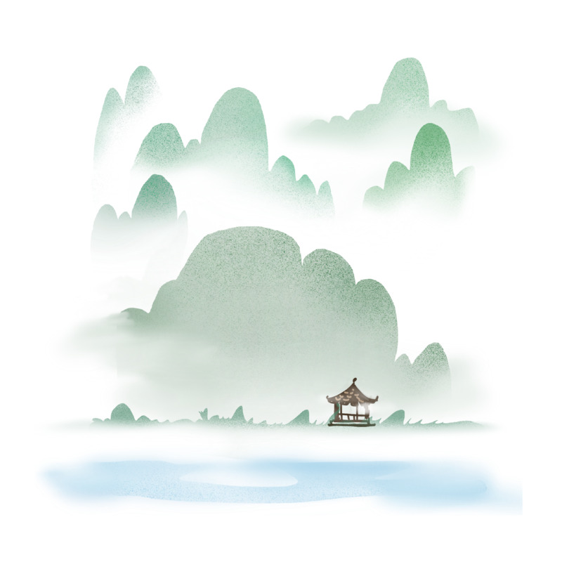 古风意境凉亭山水中国风高清PNG透明免扣设计素材免费下载
