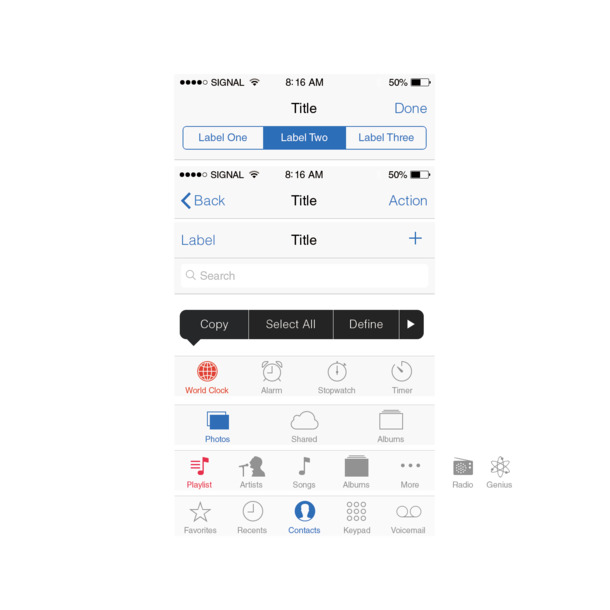 iOS状态栏高清透明PNG免扣设计素材免费下载