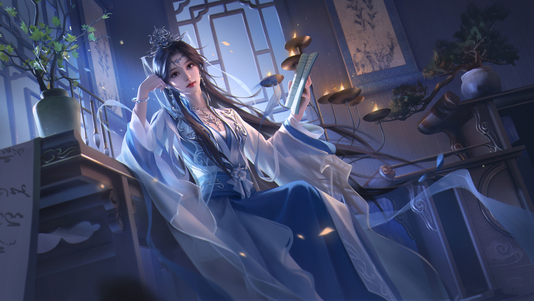 李慕婉书房唯美4K高清车机壁纸 3840x2160平板笔记本便携设备免费下载