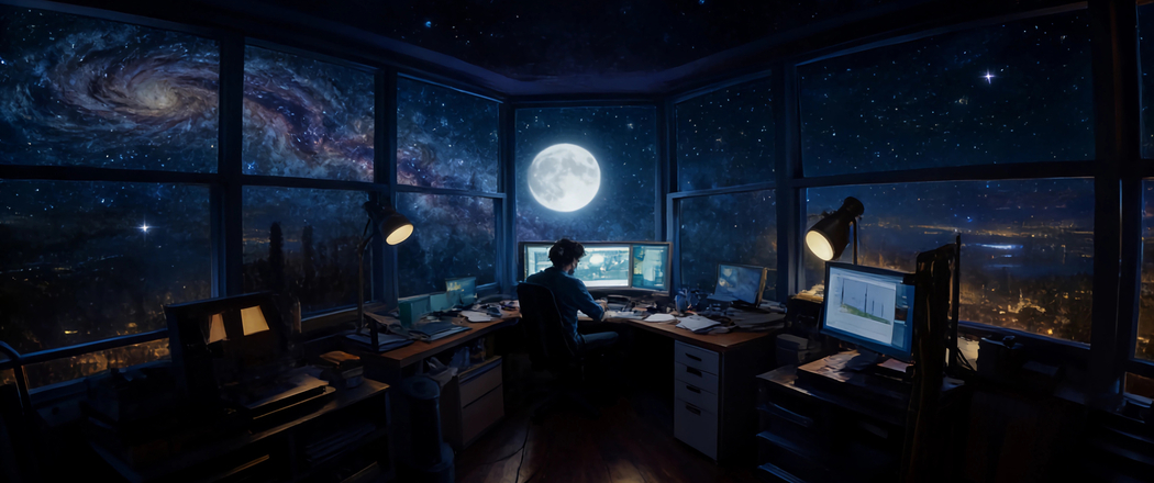 夜晚星空下工作室一个人与电脑台灯 3440x1440 4K动漫高清壁纸免费下载 夜晚星空下工作室一个人与电脑台灯 3440x1440 4K动漫高清壁纸免费下载