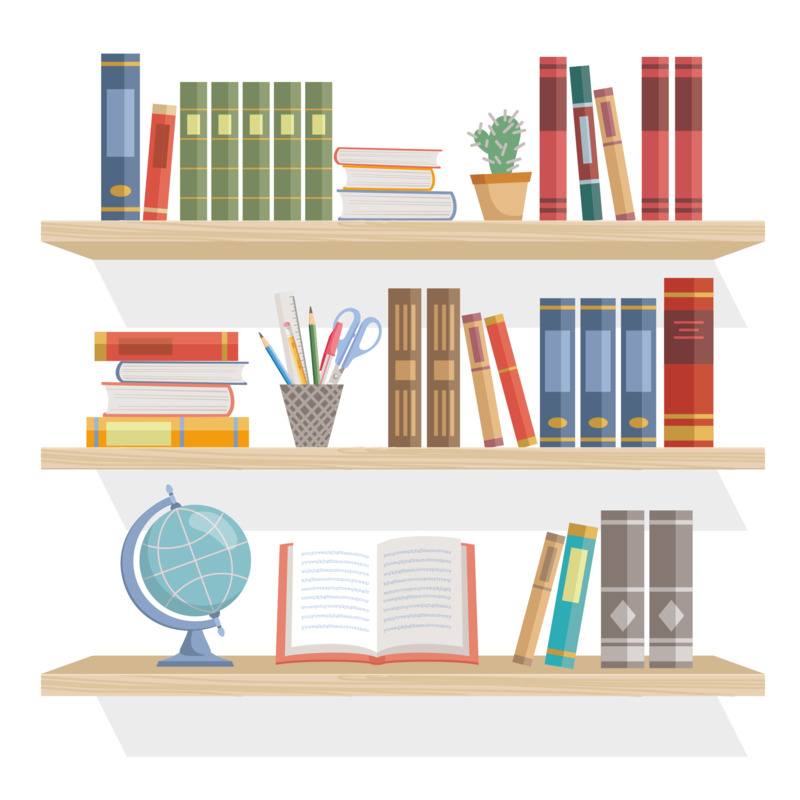 通用节日彩色卡通手绘书柜高清PNG免扣设计素材免费下载