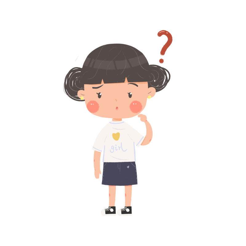 思考疑问小女生高清PNG透明免扣设计素材免费下载