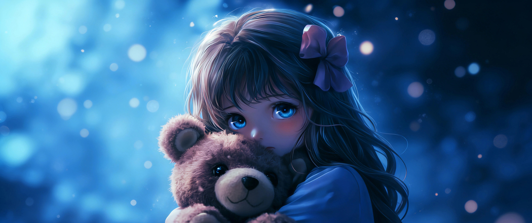 抱着小熊的蓝色眼睛小女孩 3440x1440 4K动漫高清带鱼屏壁纸免费下载 抱着小熊的蓝色眼睛小女孩 3440x1440 4K动漫高清带鱼屏壁纸免费下载