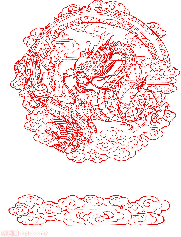 中国龙中国红祥云传统高清PNG透明及PSD设计素材免费下载