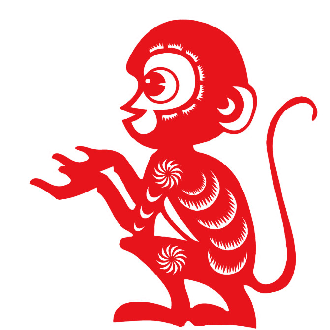 猴子剪纸素材海报高清PNG透明漂浮元素设计素材免费下载