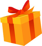 橙色礼物盒子配红色蝴蝶结丝带高清PNG透明漂浮元素设计素材免费下载