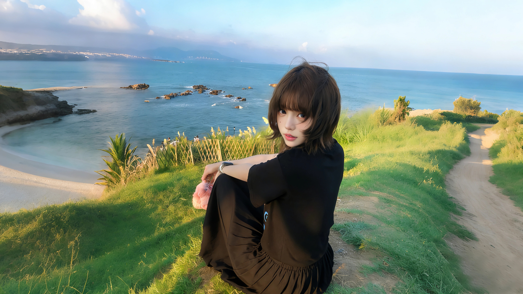 海边回头黑色裙子美女 4K高清壁纸3840x2160免费下载 海边回头黑色裙子美女 4K高清壁纸3840x2160免费下载