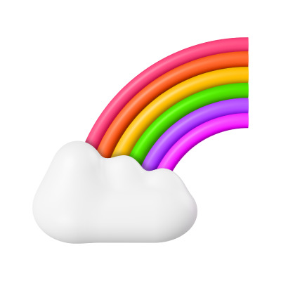 3D立体小彩虹高清PNG透明漂浮元素设计素材免费下载