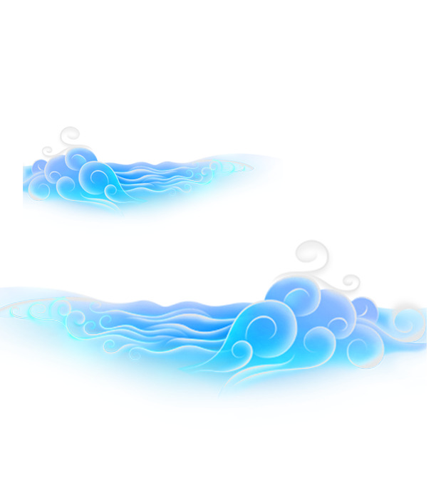 蓝色古风海洋波浪高清PNG透明漂浮元素设计素材免费下载