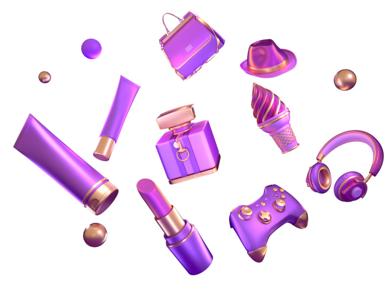 化妆品服饰3D立体高清PNG透明漂浮元素设计素材免费下载