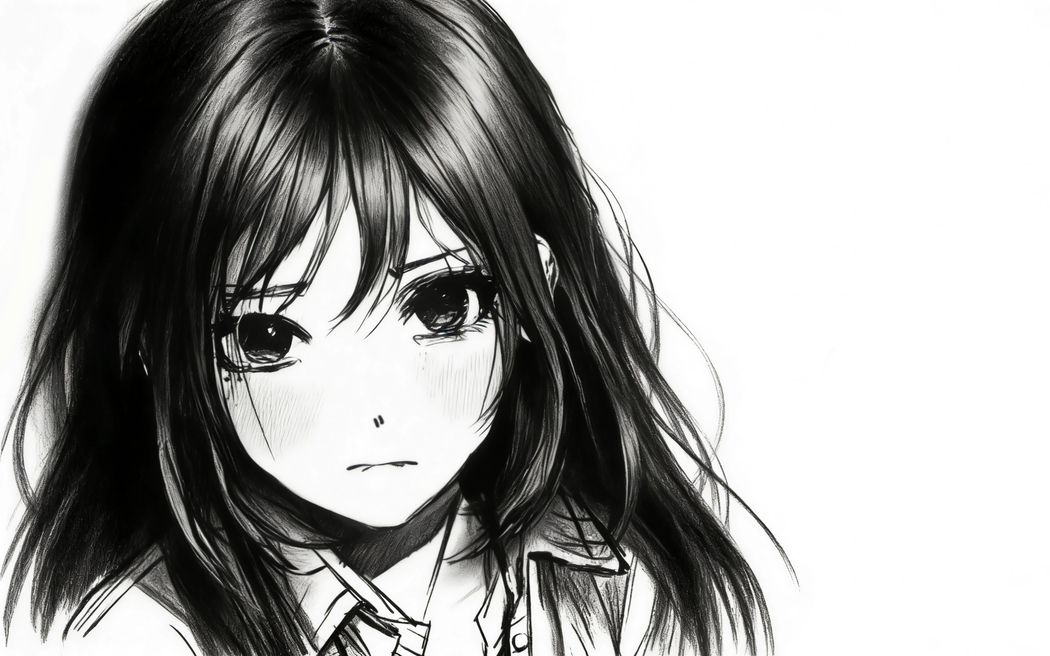 简单黑白铅笔画长发女生素描 4K动漫高清电脑壁纸3840x2400免费下载 简单黑白铅笔画长发女生素描 4K动漫高清电脑壁纸3840x2400免费下载