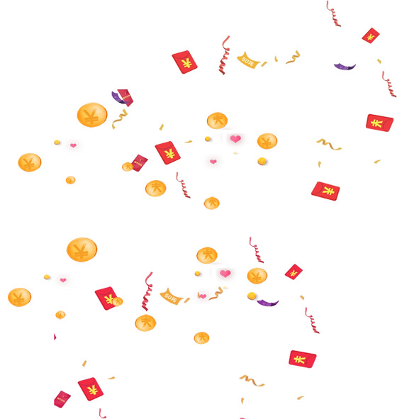 红包雨高清PNG透明漂浮元素设计素材免费下载