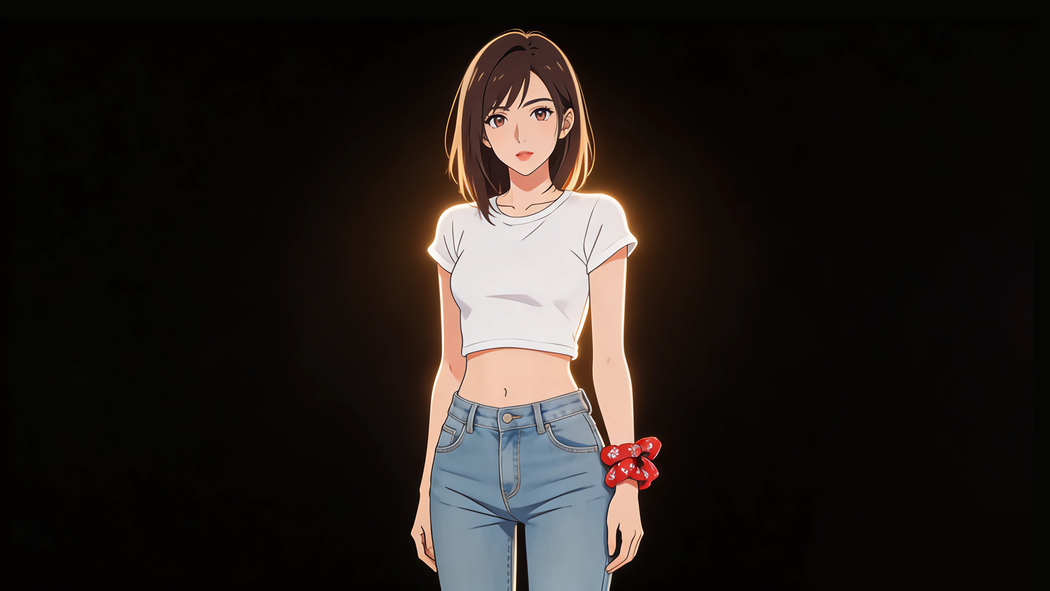 短发动漫美女白色衣服牛仔裤光影暗黑风格4K高清壁纸3840x2160免费下载 短发动漫美女白色衣服牛仔裤光影暗黑风格4K高清壁纸3840x2160免费下载