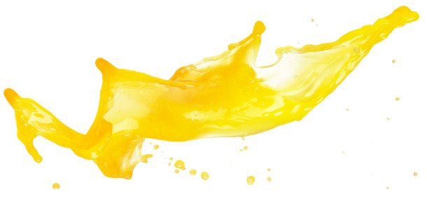 创意黄色橙汁喷溅效果高清PNG透明漂浮元素设计素材免费下载