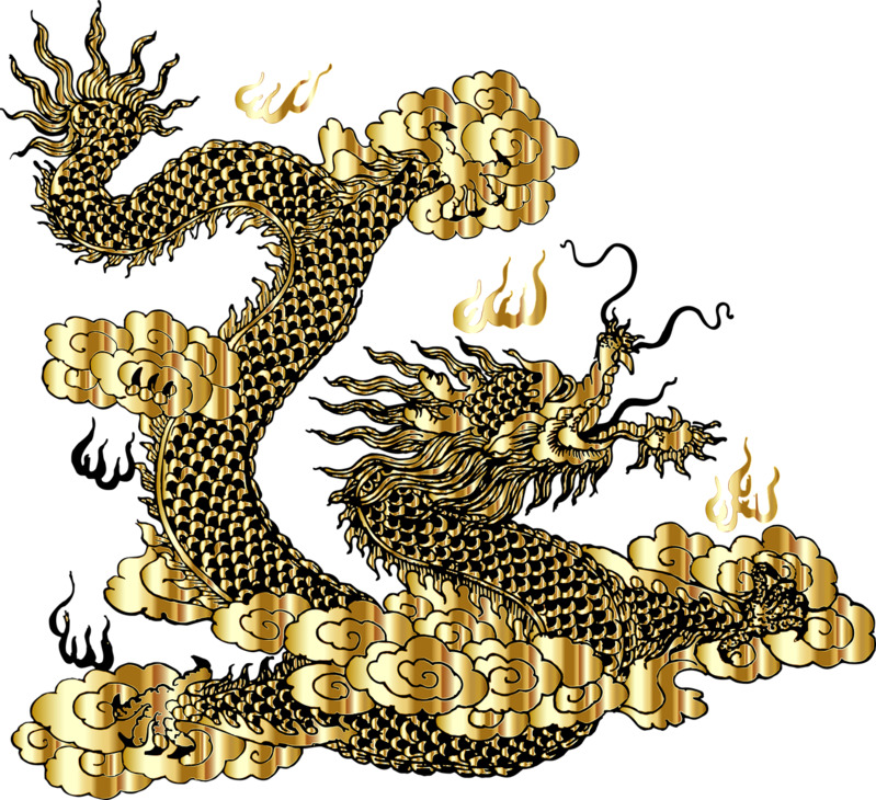 飞龙腾云中国风五爪金龙图腾高清PNG透明装饰素材免费下载