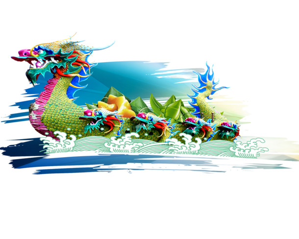 多彩复古龙舟端午节高清PNG透明图片设计素材免费下载