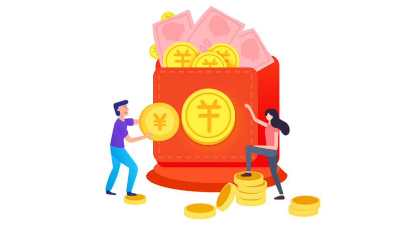 手绘卡通人物抢红包高清PNG透明设计素材免费下载