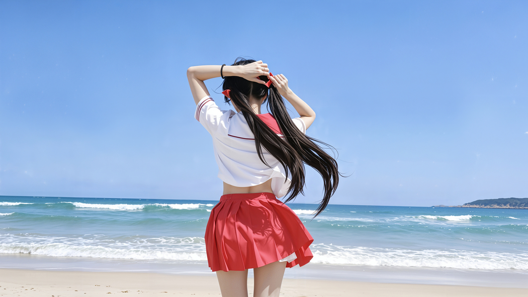 双马尾女孩夏日海边4K高清壁纸 3840x2160免费下载 双马尾女孩夏日海边4K高清壁纸 3840x2160免费下载
