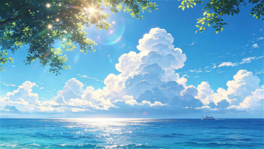 治愈大海蓝天白云船 4K高清壁纸3840x2160免费下载 治愈大海蓝天白云船 4K高清壁纸3840x2160免费下载