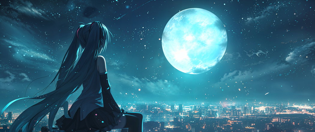 初音未来摩天大楼天台4K带鱼屏壁纸3440x1440免费下载 初音未来摩天大楼天台4K带鱼屏壁纸3440x1440免费下载