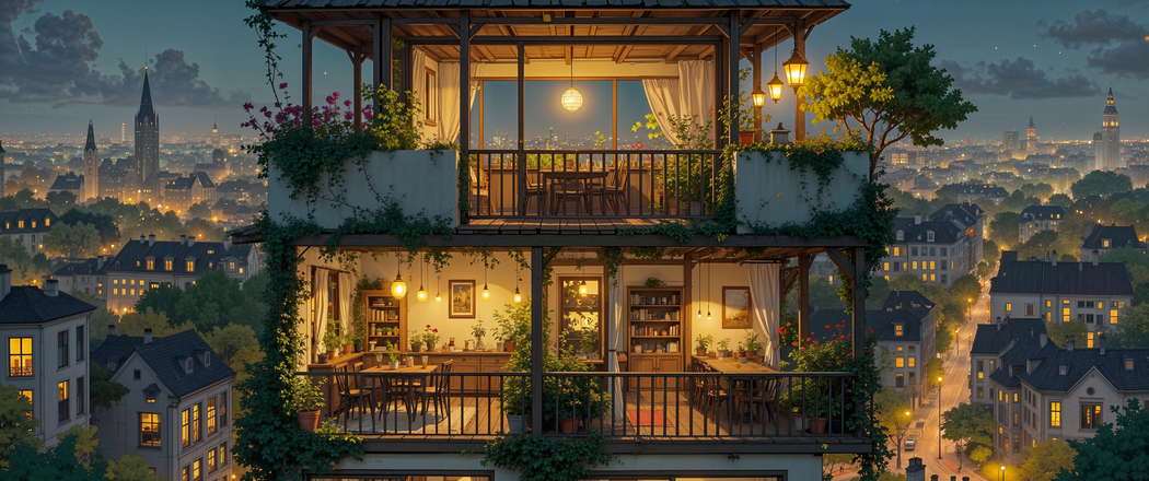 花园小楼4K高清带鱼屏壁纸3440x1440免费下载