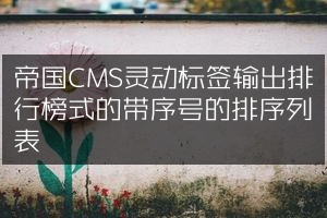 帝国CMS灵动标签输出排行榜式的带序号的排序列表