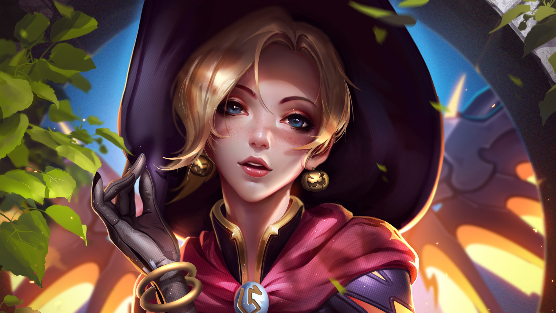 守望先锋Mercy万圣节女巫桌面壁纸