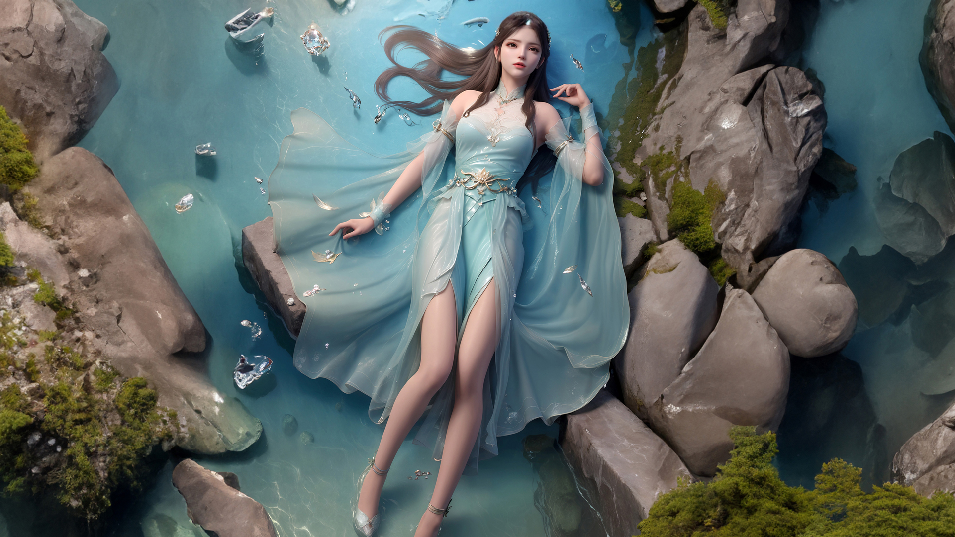 唯美美女美腿，AI绘画演绎斗破苍穹萧熏儿，高清动漫壁纸免费下载