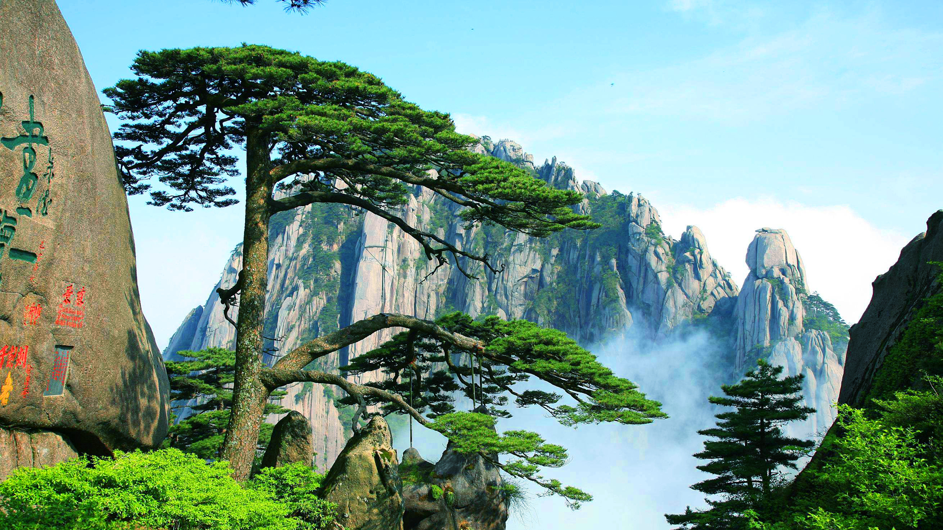 黄山迎客松仙境美景，免费电脑壁纸下载，畅享自然风景