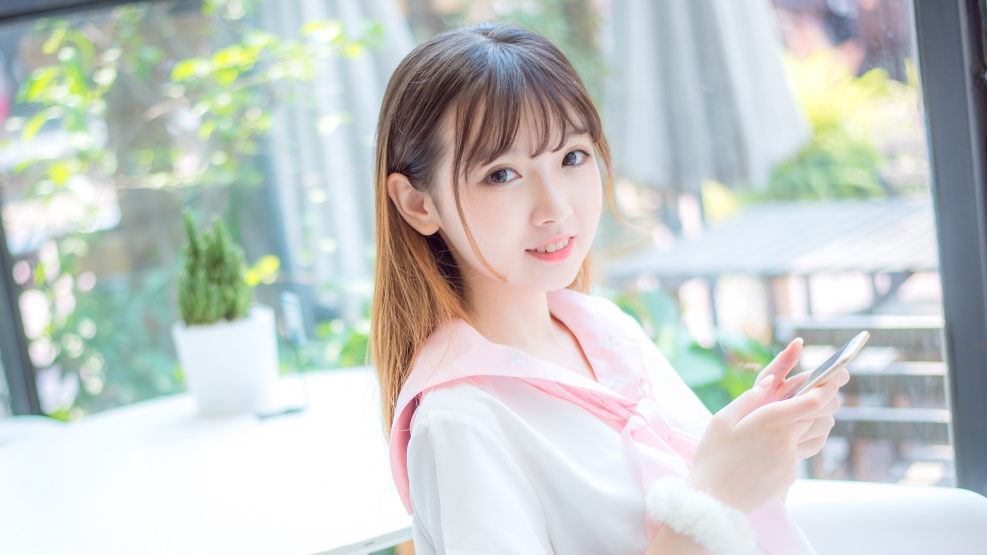 清秀佳人，可爱清纯美女，桌面壁纸