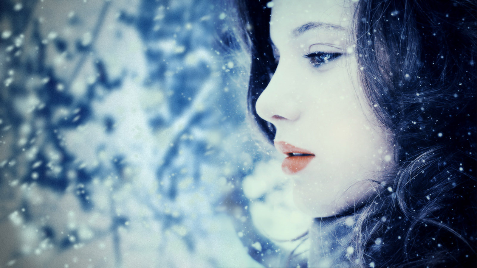 雪天美女高清壁纸，免费电脑桌面背景下载