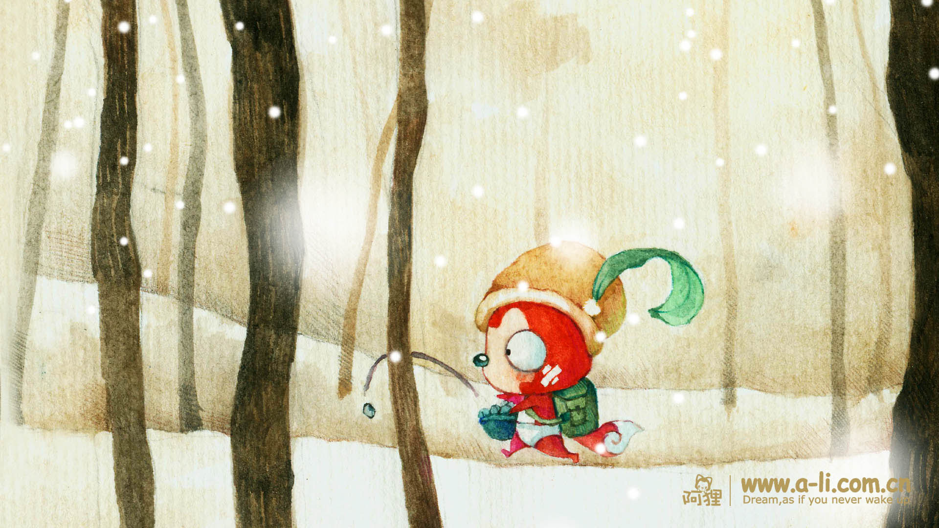 阿狸下雪了桌面壁纸