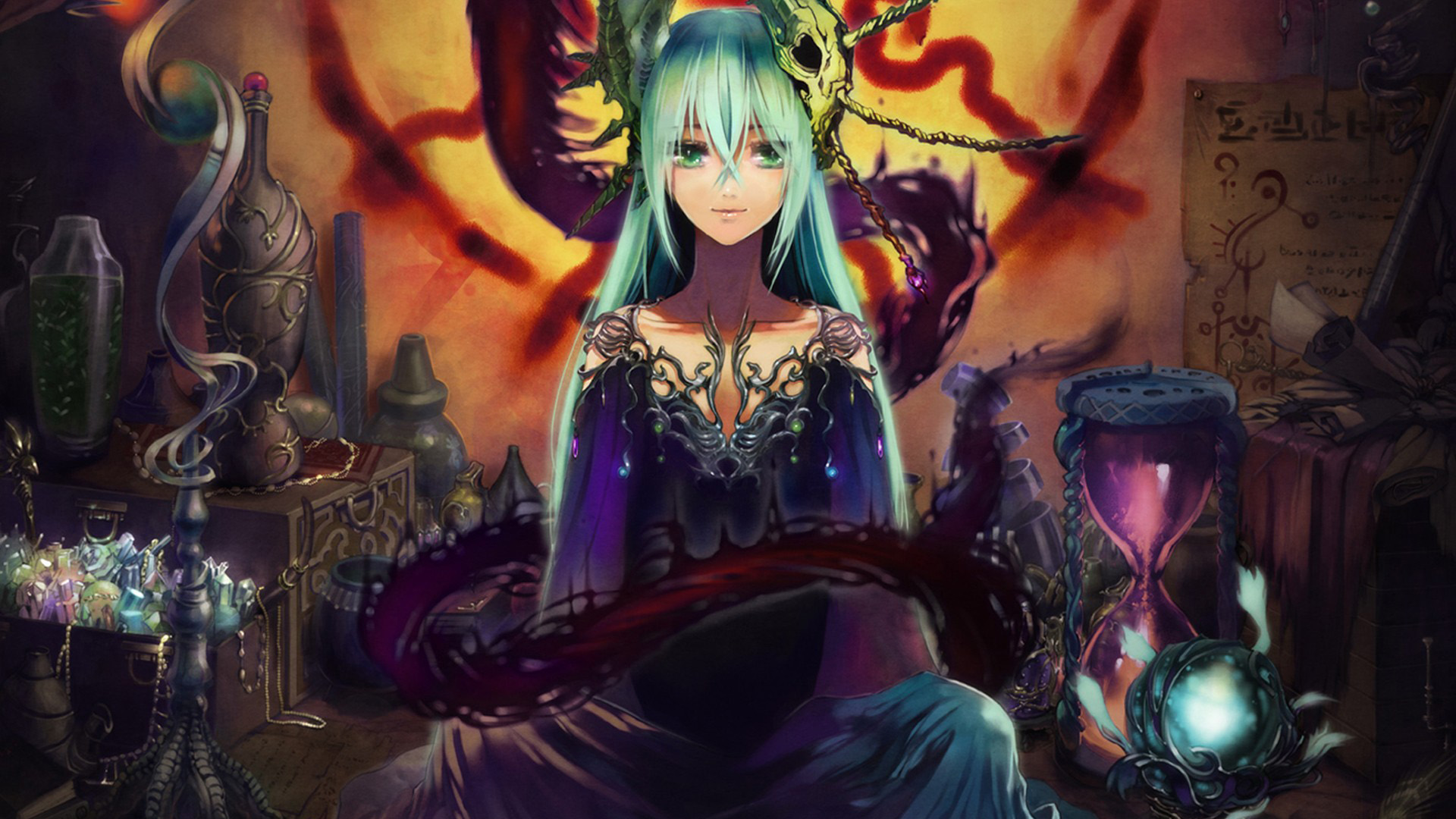 绿色眼眸女孩的魔法世界，精美动漫壁纸，免费下载装点你的电脑屏幕