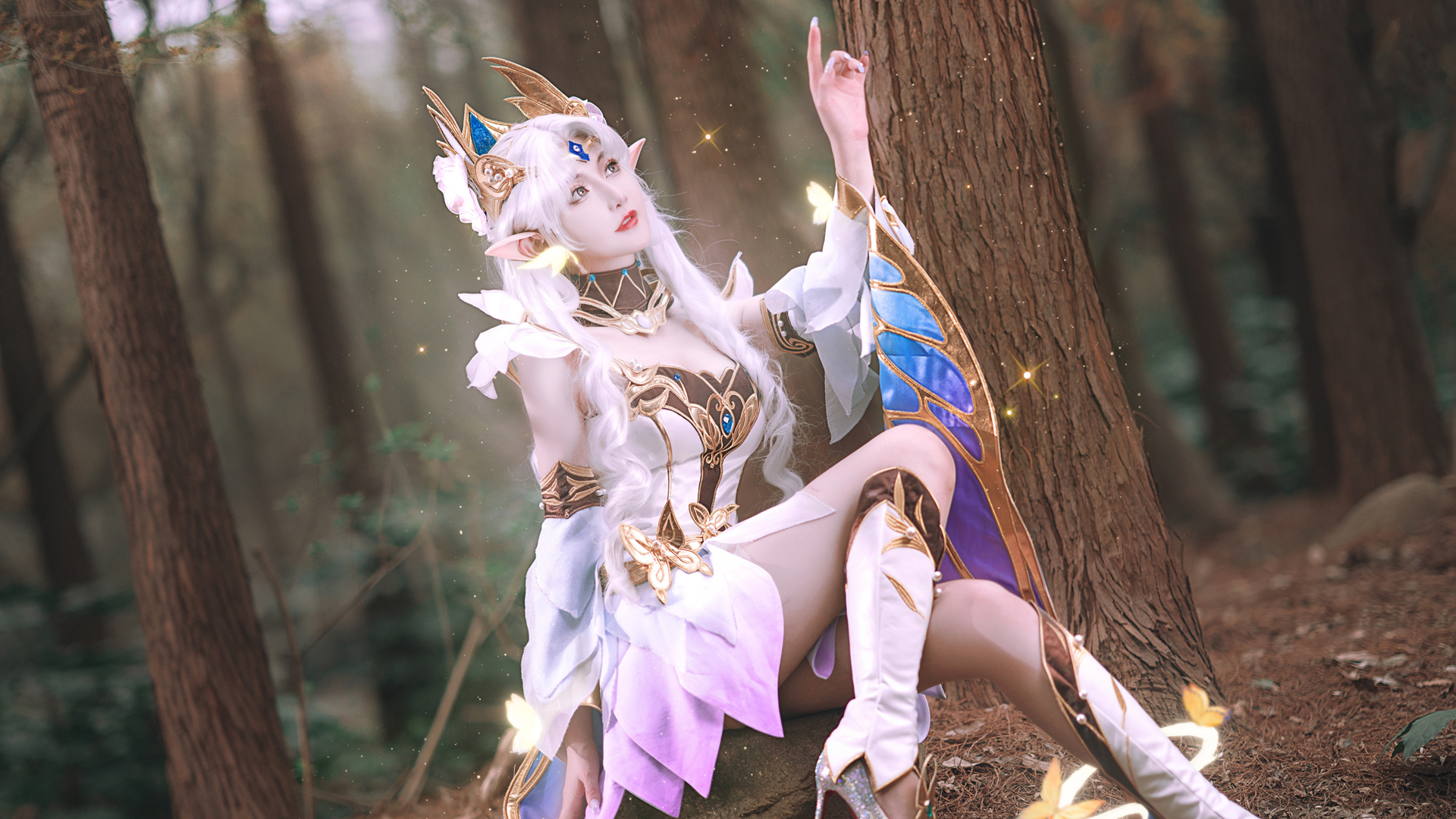 王者荣耀貂蝉仲夏夜之梦cosplay同人壁纸，森林美女高清电脑壁纸免费下载