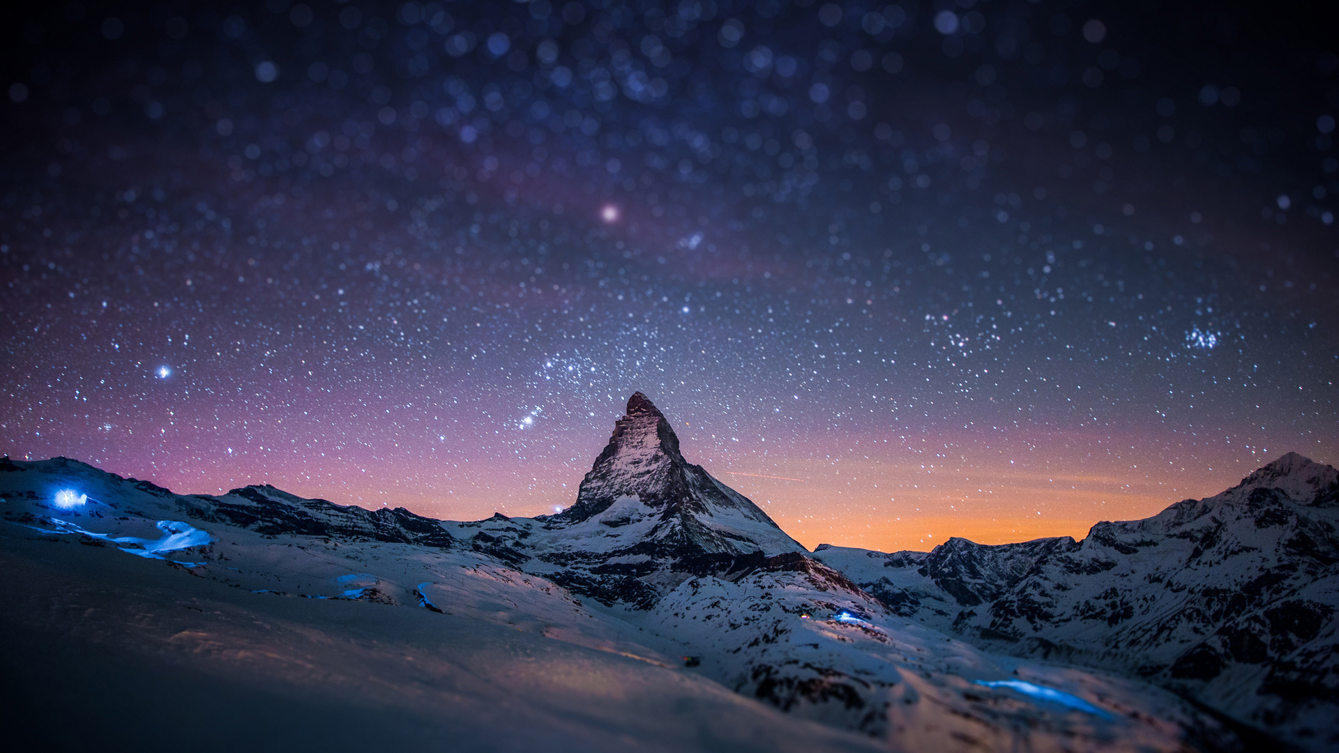 阿尔卑斯山，夜景，高清风景桌面壁纸
