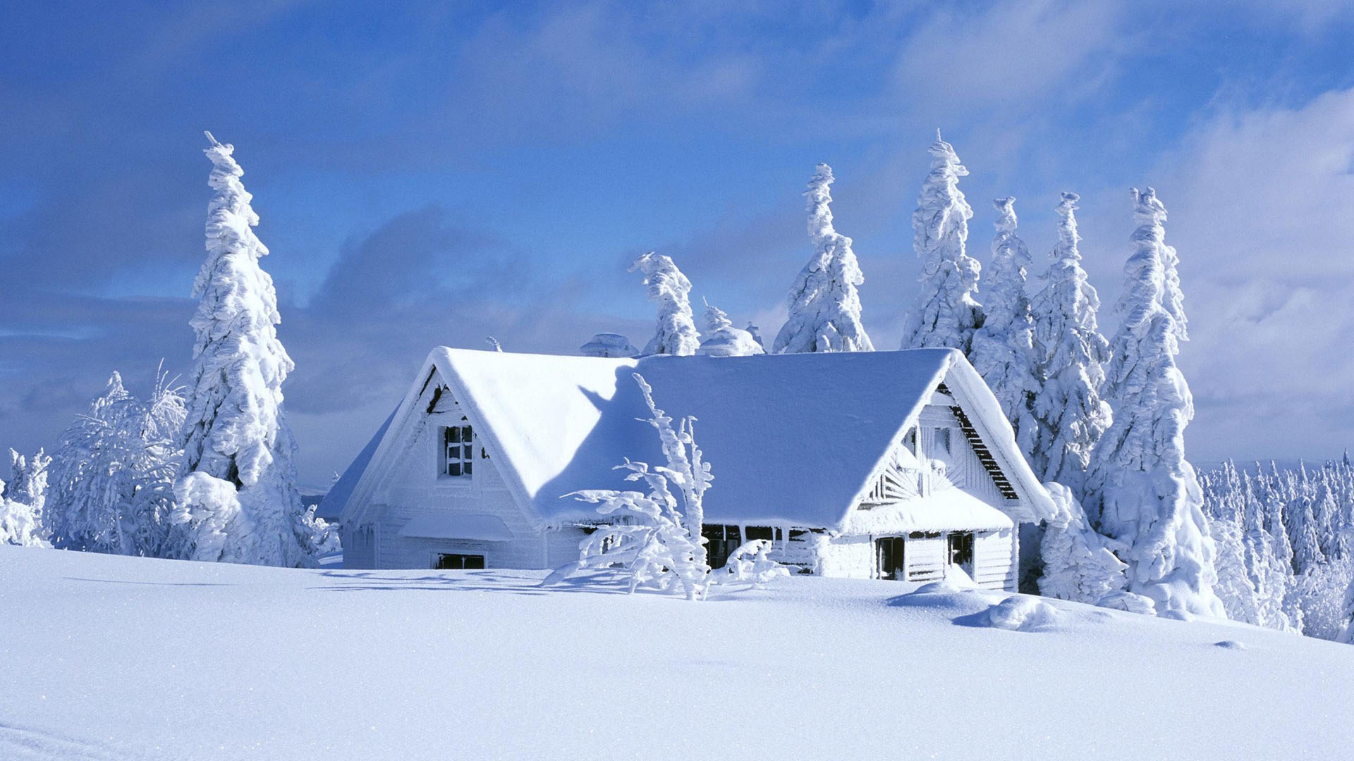 雪景小屋美景壁纸，高清免费下载，装点你的电脑桌面！
