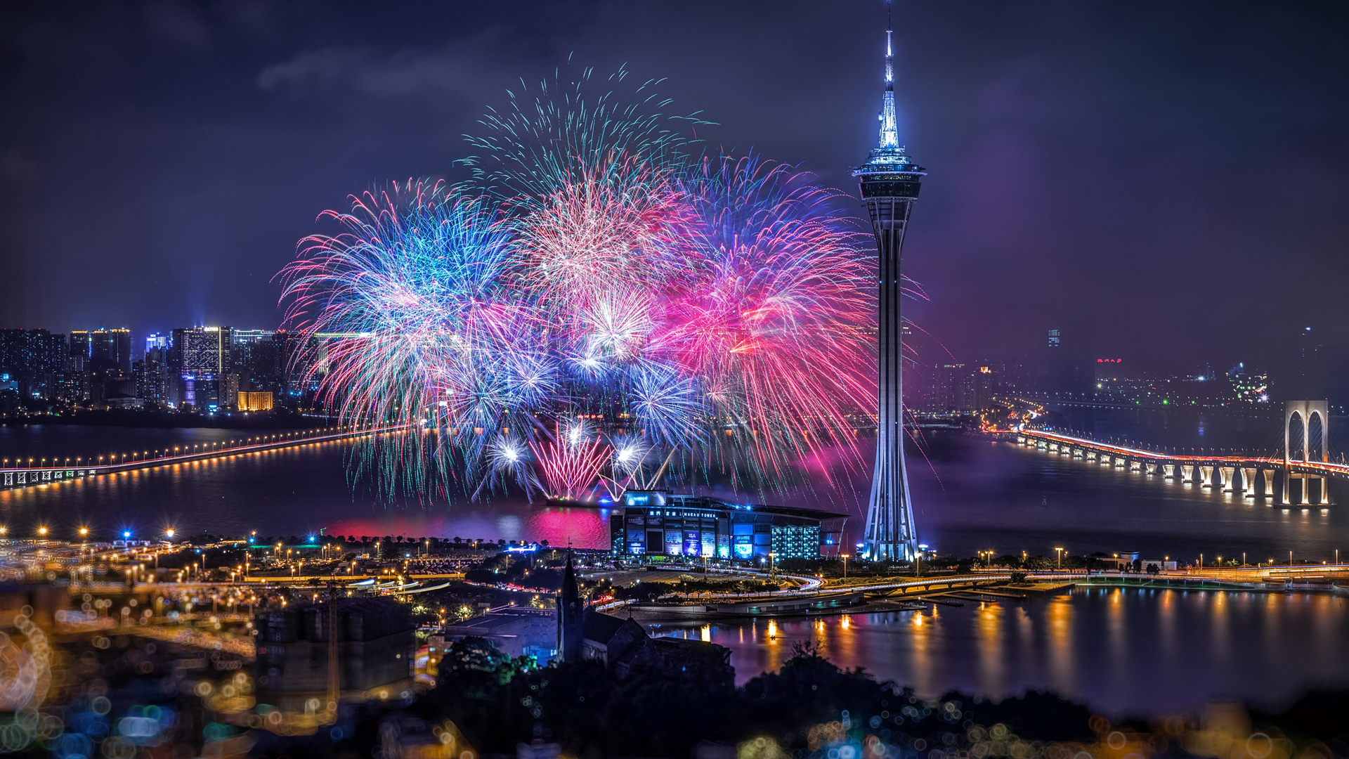 新年烟花盛宴，2023城市高清风景壁纸，免费电脑壁纸下载