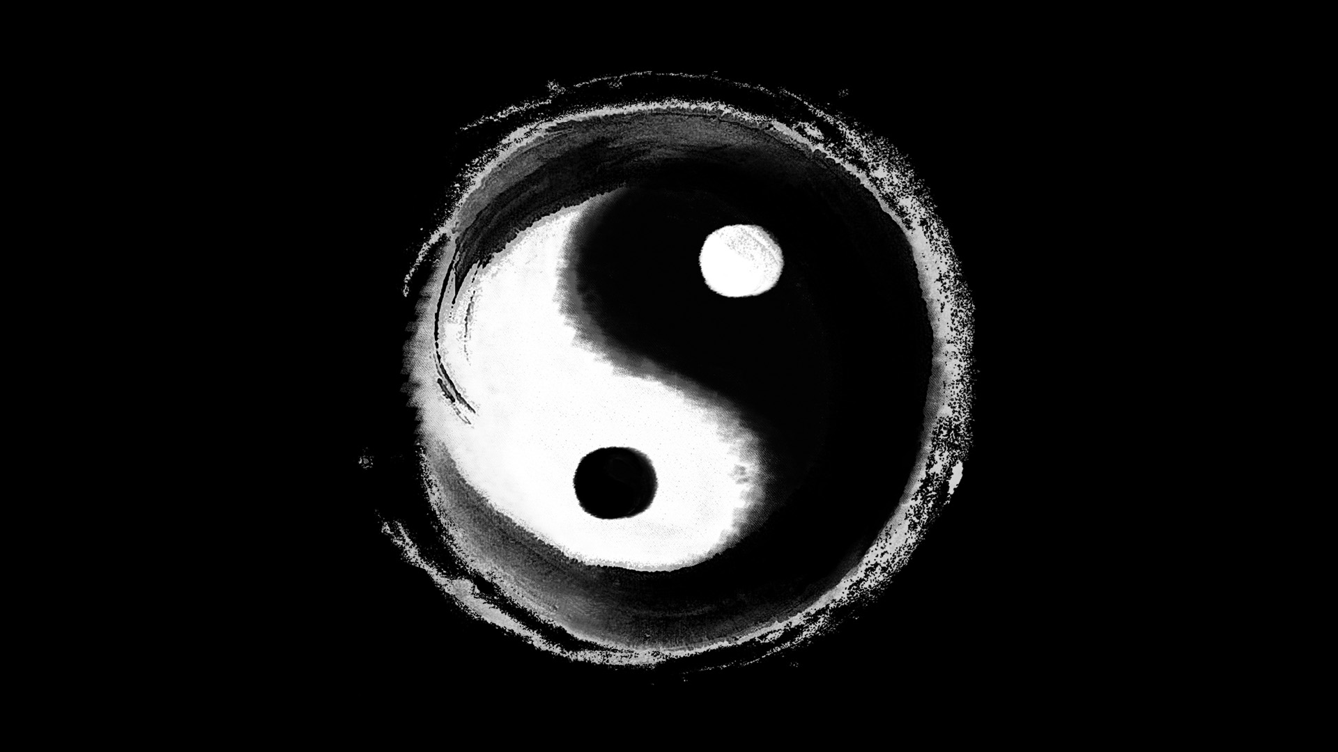 水墨太极图电脑桌面壁纸，精美设计，免费下载！