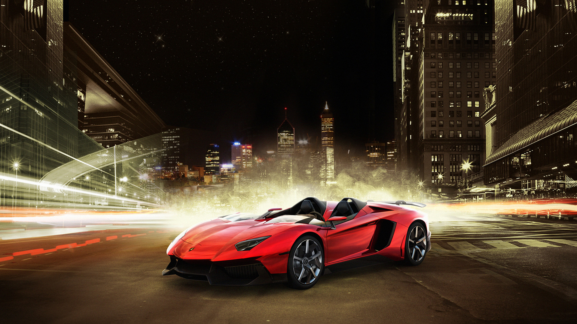 兰博基尼Aventador J红色超级跑车，炫酷桌面壁纸，免费下载！