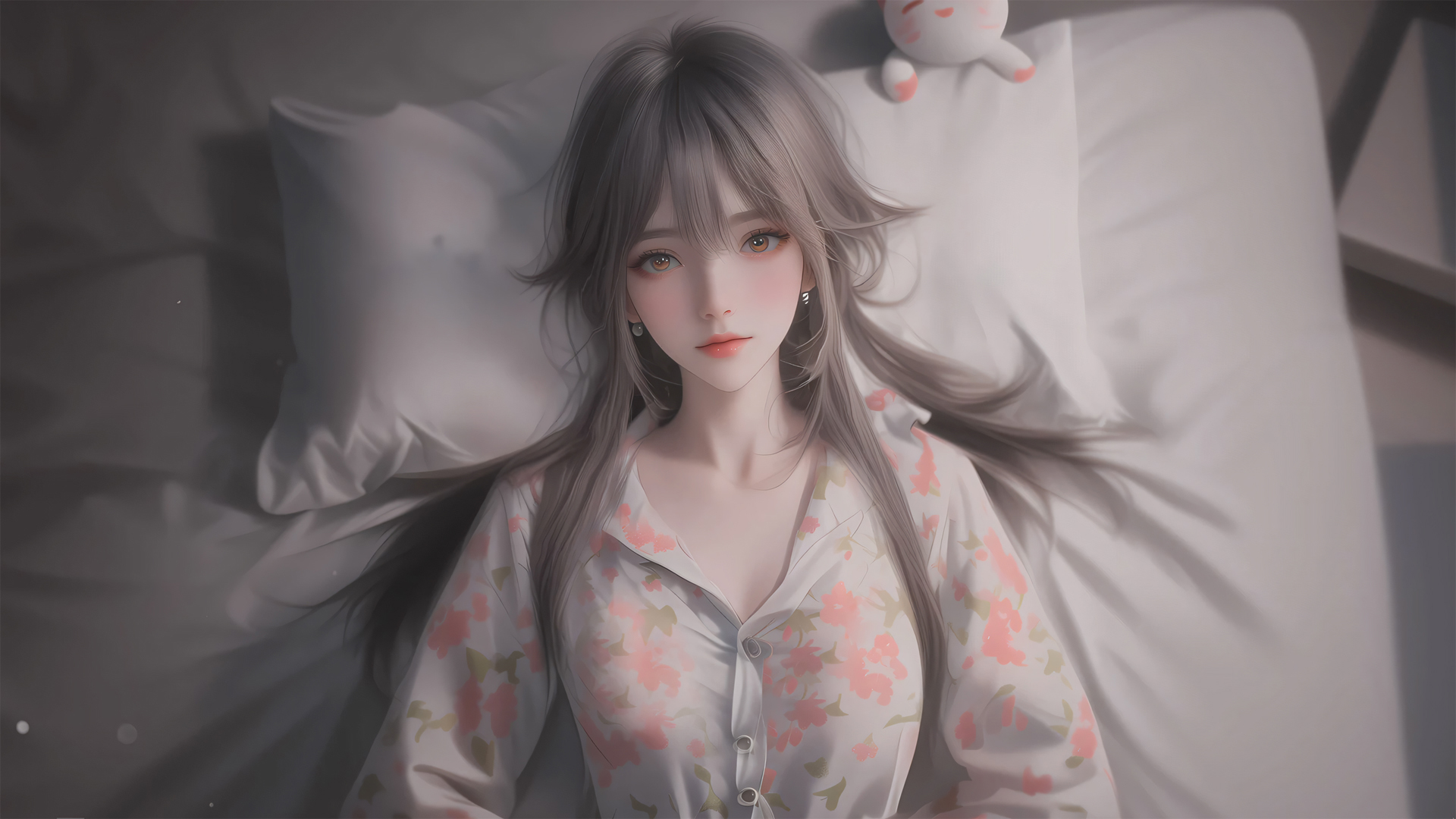 可爱长发女孩家居动漫高清壁纸，免费电脑壁纸下载