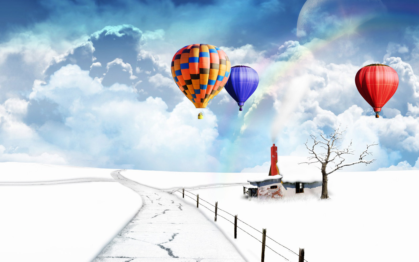 梦幻雪屋壁纸，免费高清风景电脑壁纸下载